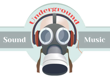 Gas mask logo, headphone vector, vector illustrationのイラスト素材
