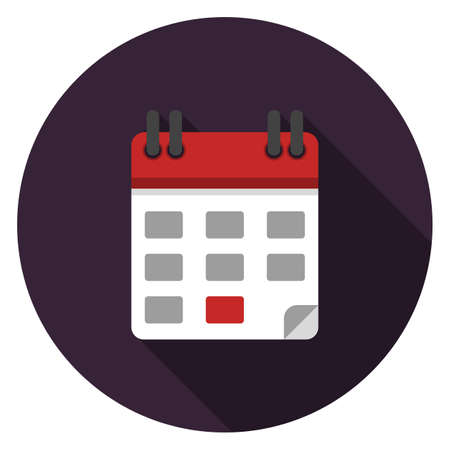 Calendar icon. Illustration in flat style. Round icon with long shadow.のイラスト素材