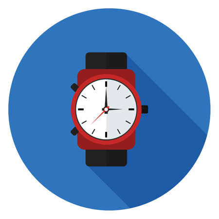 Hand watch icon. Illustration in flat style. Round icon with long shadow.のイラスト素材