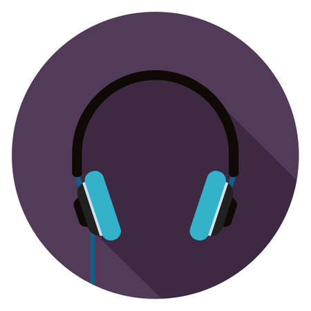 Headphones icon. Illustration in flat style. Round icon with long shadow.のイラスト素材