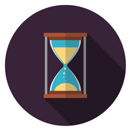 Hourglass icon. Illustration in flat style. Round icon with long shadow.のイラスト素材