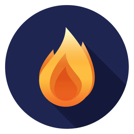 Fire icon. Illustration in flat style. Round icon with long shadow.のイラスト素材