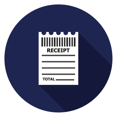 Receipt bill icon. Illustration in flat style. Round icon with long shadow.のイラスト素材