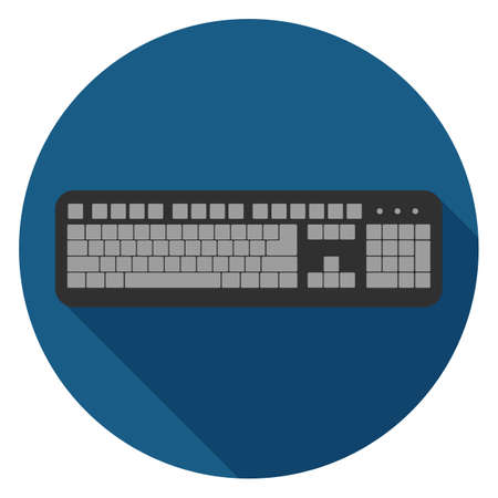 Keyboard icon. Illustration in flat style. Round icon with long shadow.のイラスト素材