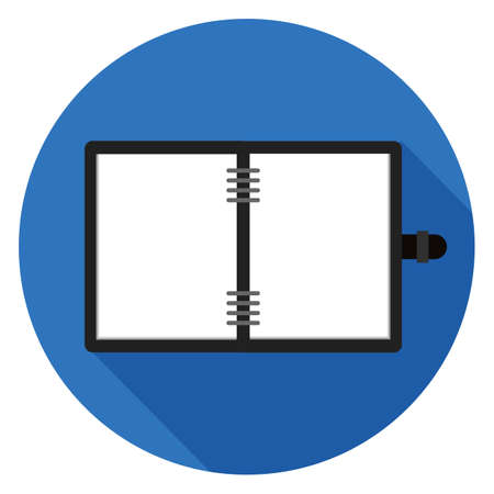 Opened notebook icon. Illustration in flat style. Round icon with long shadow.のイラスト素材