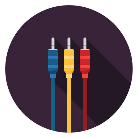 Cable icon. Illustration in flat style. Round icon with long shadow.