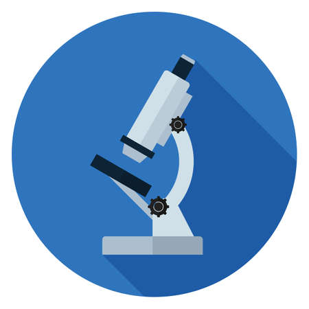 Microscope icon. Illustration in flat style. Round icon with long shadow.のイラスト素材