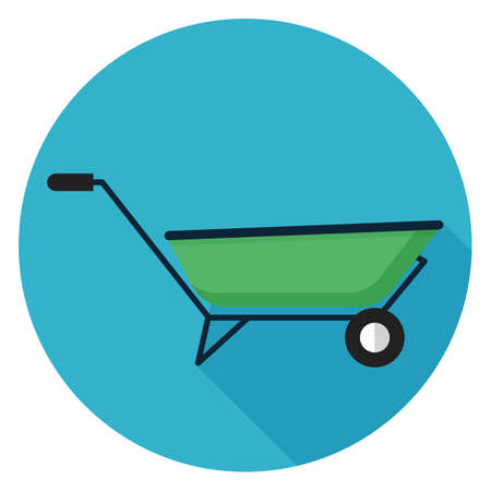 Wheel barrow icon in flat style design.のイラスト素材