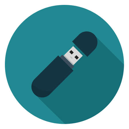 Flash drive icon. Illustration in flat style. Round icon with long shadow.のイラスト素材