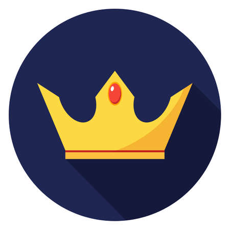 Crown icon. Illustration in flat style. Round icon with long shadow.のイラスト素材