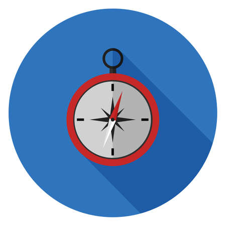 Compass icon. Illustration in flat style. Round icon with long shadow.のイラスト素材