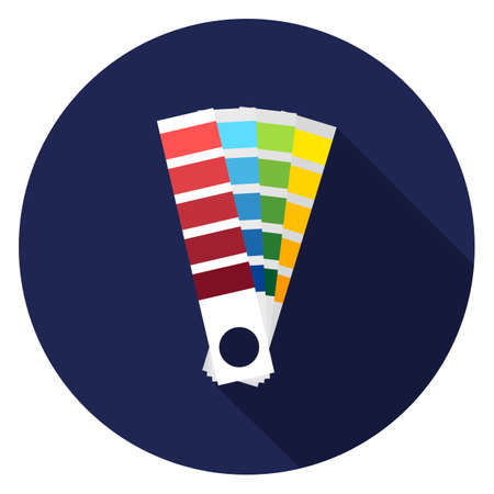 Color swatches icon. Illustration in flat style. Round icon with long shadow.のイラスト素材