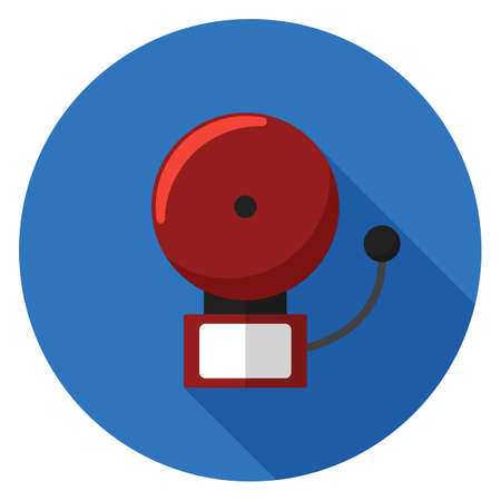 Fire alarm system icon. Illustration in flat style. Round icon with long shadow.のイラスト素材