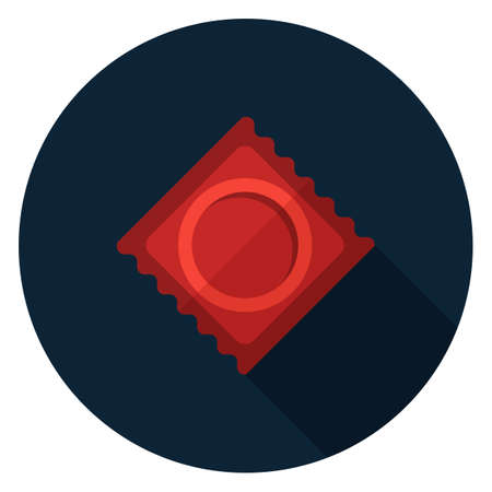 Condom icon. Illustration in flat style. Round icon with long shadow.のイラスト素材