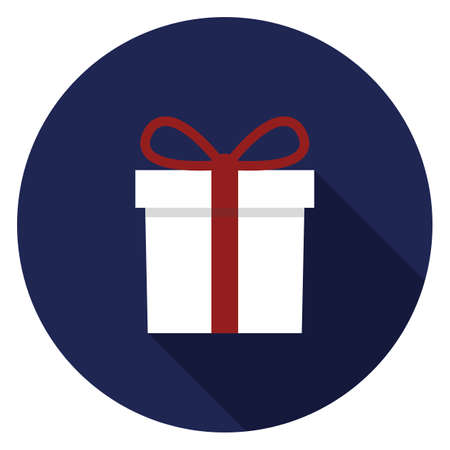 Gift icon. Illustration in flat style. Round icon with long shadow.のイラスト素材