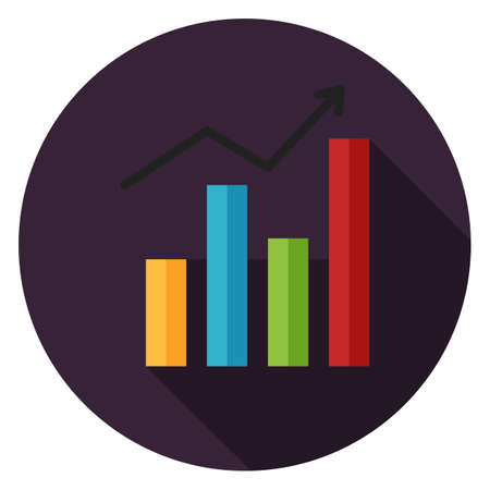 Infografik graph icon. Illustration in flat style. Round icon with long shadow.のイラスト素材