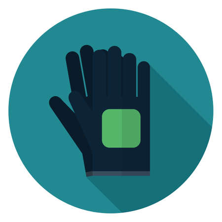 Garden gloves icon. Illustration in flat style. Round icon with long shadow.のイラスト素材