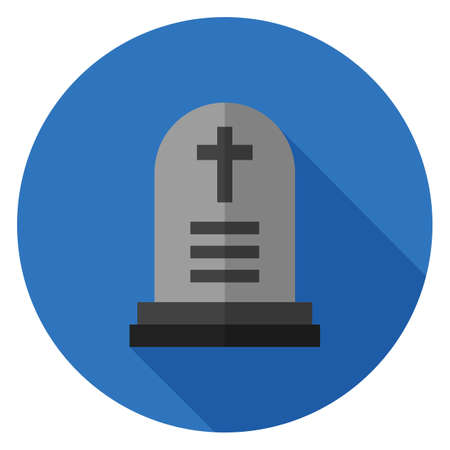 Grave icon. Illustration in flat style. Round icon with long shadow.のイラスト素材