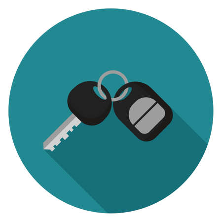 Car key icon. Illustration in flat style. Round icon with long shadow.のイラスト素材