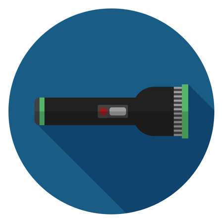 Flashlight icon. Illustration in flat style. Round icon with long shadow.のイラスト素材