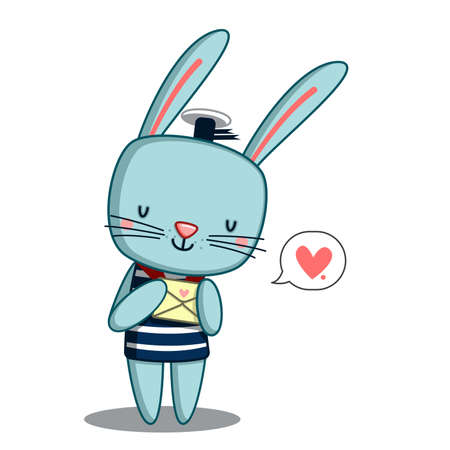 a cute rabbit holds an envelope in its pawsのイラスト素材