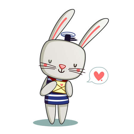 a cute rabbit holds an envelope in its pawsのイラスト素材