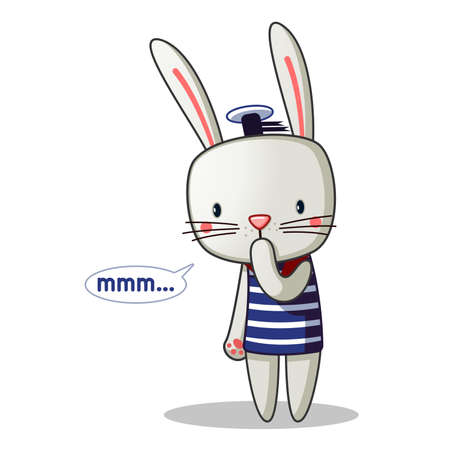 the cute rabbit thought about itのイラスト素材