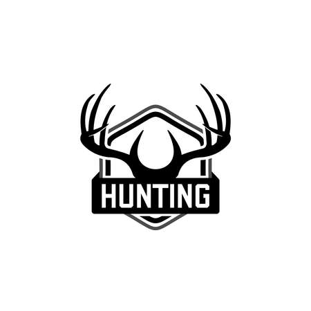 Hunting logo, hunt badge or emblem for hunting club or sport . deer antler logo designのイラスト素材