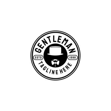 Vintage Gentlemen Logo Design Vector Stockのイラスト素材