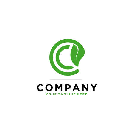 letter C logo concept, nature green leaf symbol, initials C icon vectorのイラスト素材