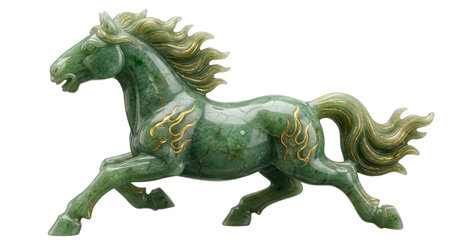 Green Jade and Gold Chinese Zodiac Horse Statuette 2026の素材