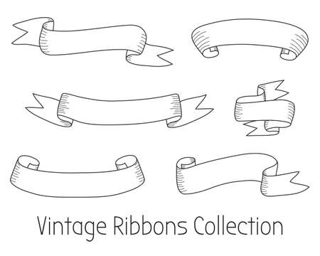 Vintage Ribbons Collection. Vintage Vector Design Elementsのイラスト素材