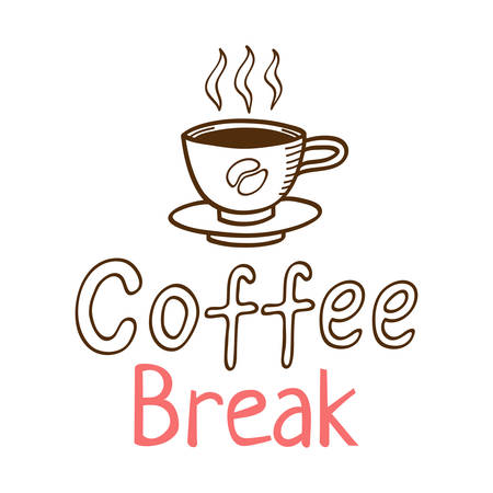 Coffee Break Vintage Logo With A Cup Of Coffeeのイラスト素材