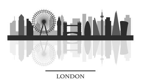 London skyline, black and white stylish silhouette, vector illustrationのイラスト素材