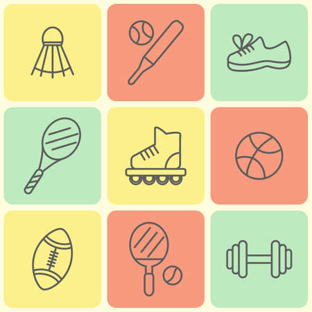 Flat Line Sport Icons. infographic elements set, modern designのイラスト素材