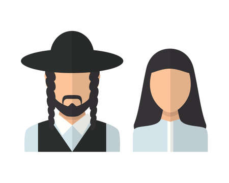 Judaic man and woman. Vector flat designのイラスト素材