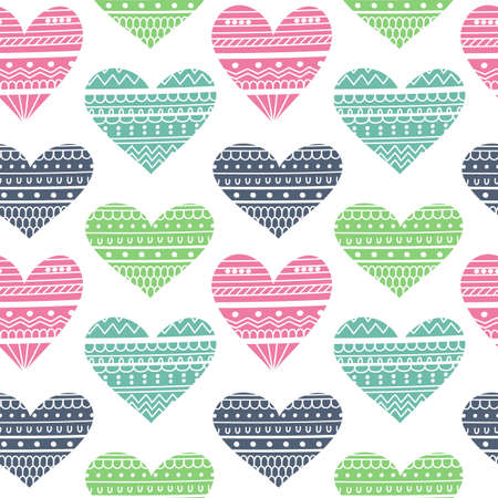 Seamless Pattern with Hearts in Ethnic Style