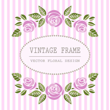 Vintage Card. Elegant Floral Frame with Beautiful Roses. Vector illustrationのイラスト素材