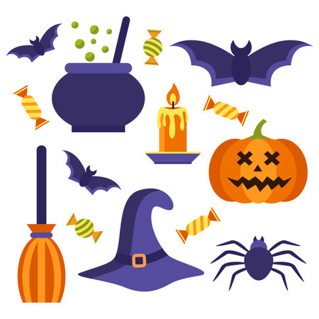illustration of collection of Halloween icon setのイラスト素材