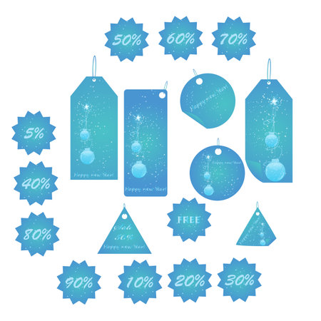 Blue christmas sale badges mega pack with christmas ball and sparkling designのイラスト素材