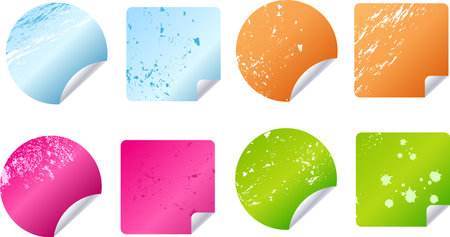 Multicolored grungy stickers and labels set fot your designsのイラスト素材