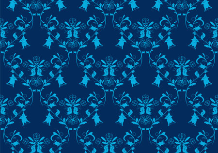 Seamless vintage beauty blue damask backgroundのイラスト素材