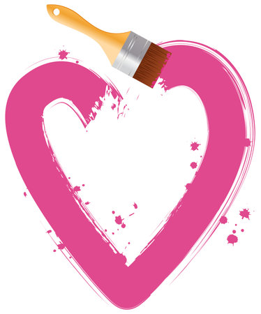 Brush painting pink heart. のイラスト素材