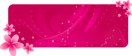 Pretty pink banner with tropical flowersのイラスト素材
