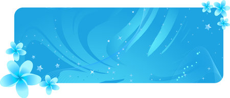 Pretty blue banner with tropical flowersのイラスト素材