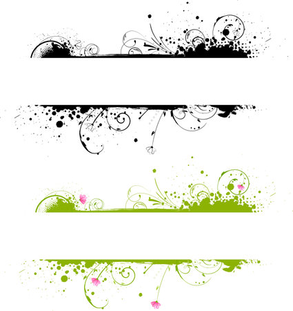Grunge banner frame in black color and colorful variantのイラスト素材
