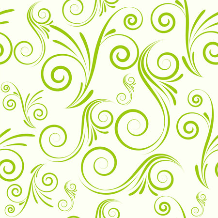 Swirls seamless ornament in green colorのイラスト素材