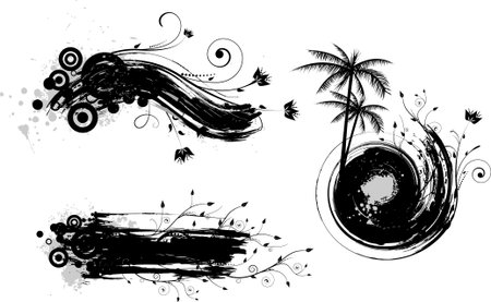 Black grunge backgrounds with floral elements for your designのイラスト素材