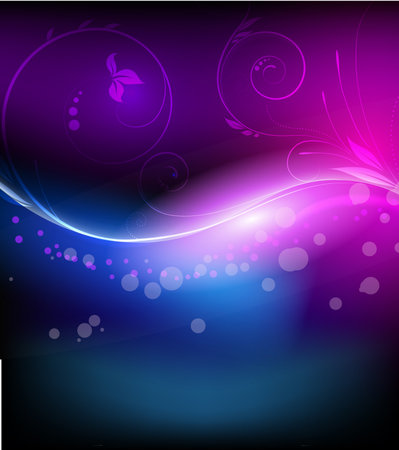 Abstract glowing floral background in dark colorsのイラスト素材