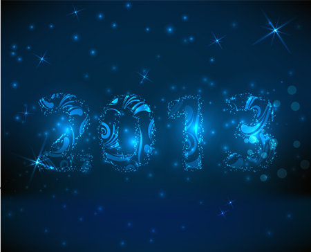 Blue background with abstract swirl 2013 signのイラスト素材